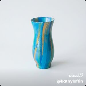 Blue and Gold Swirl Decorative Vase -